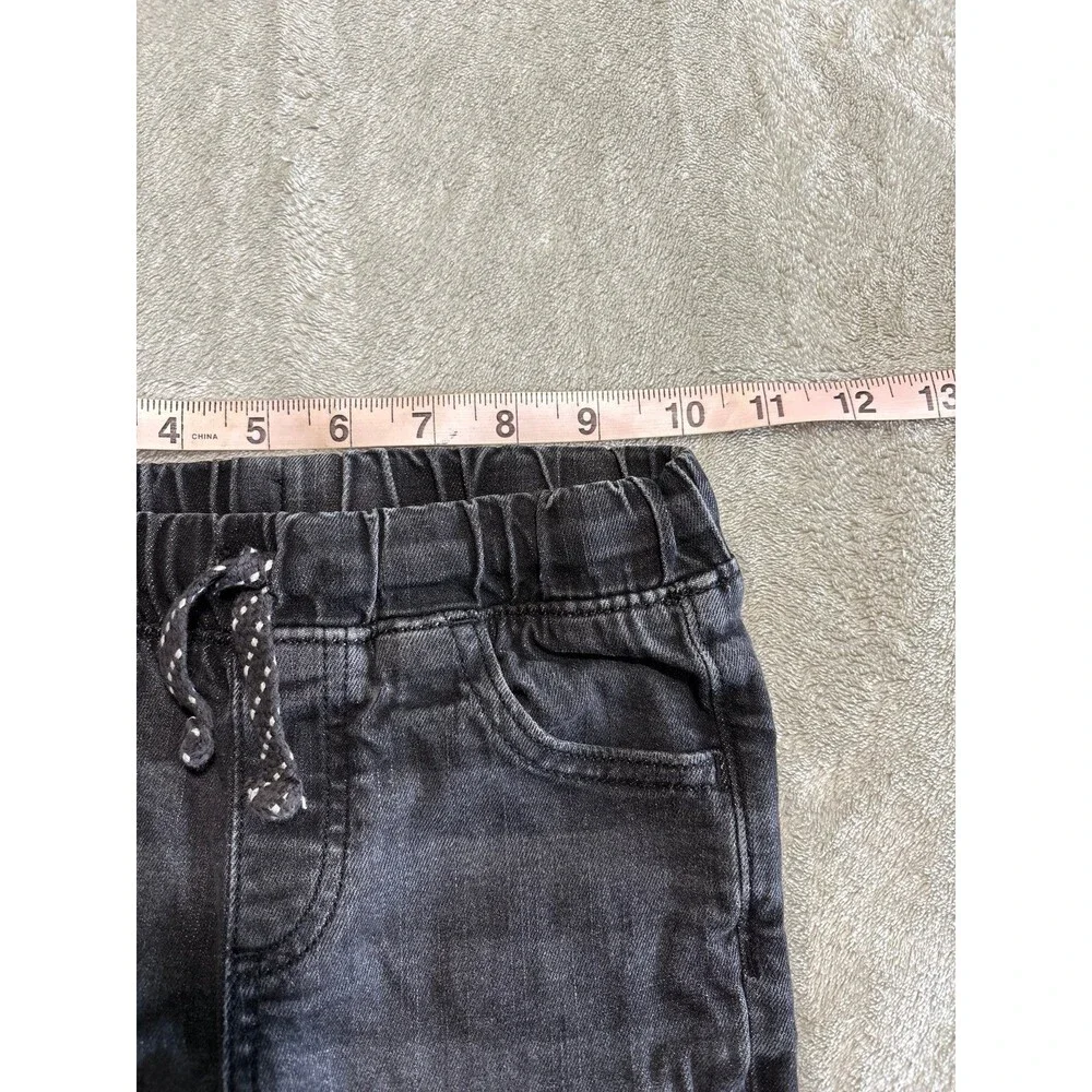 girls black denim jeans elastic waist pull on back to school basic layering kids